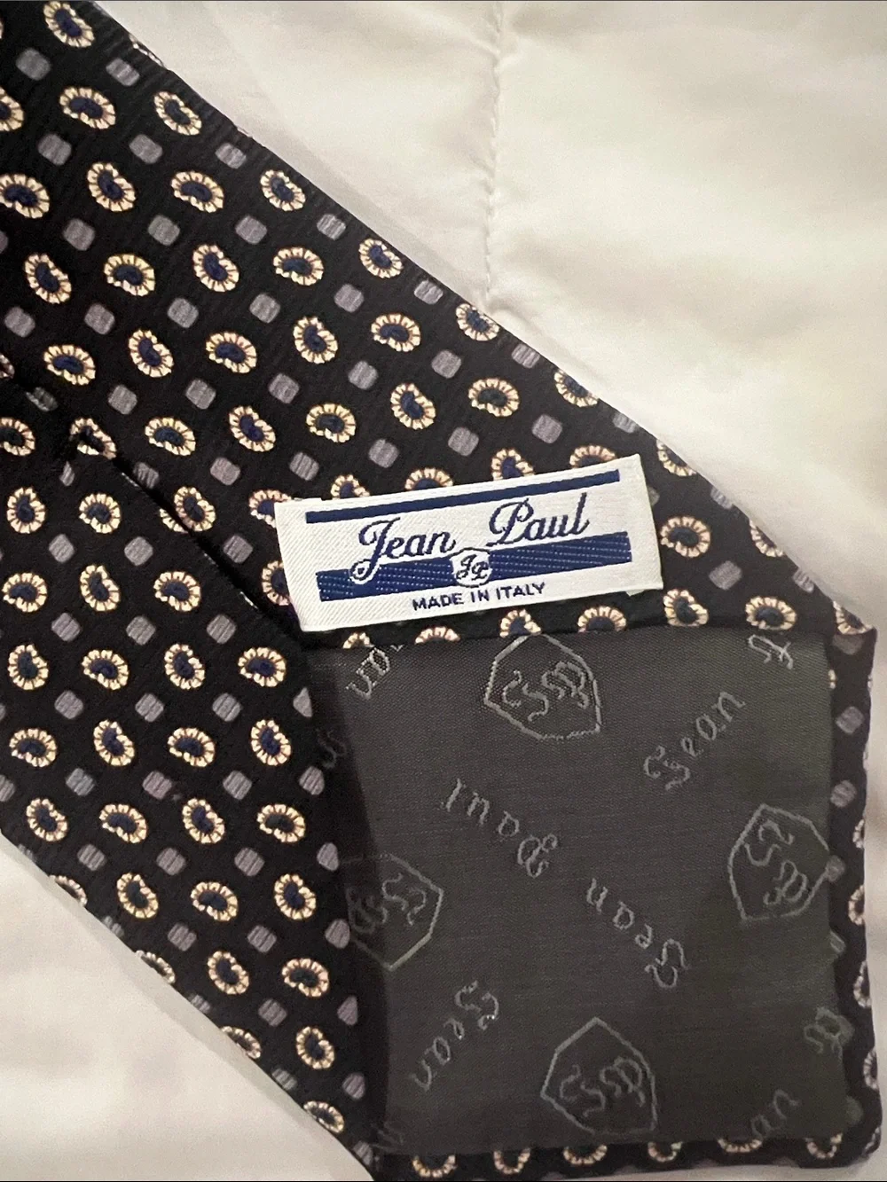 Jean Paul-Classic Men's Black Patterned Silk Tie